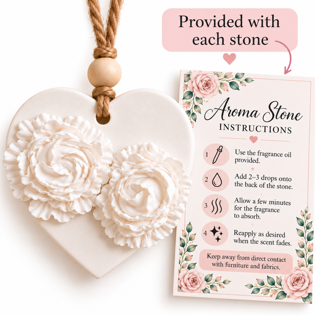 Personalised Wedding Favours – Handmade Floral Heart Aroma Stones