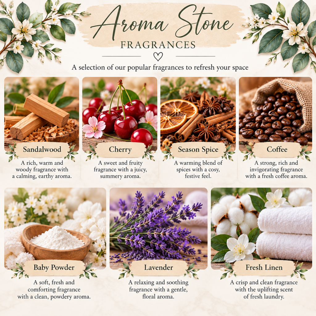 Handmade Botanical Aroma Stone with Fragrance Spray – Hanging Wardrobe Freshener – Sandalwood, Cherry, Lavender & More – 2.3 x 2 Inches