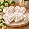 Botanical Heart Aroma Stones Set of 4 – Scented Drawer Fresheners – Fragrance Spray Included – Handmade Home Fragrance Gift