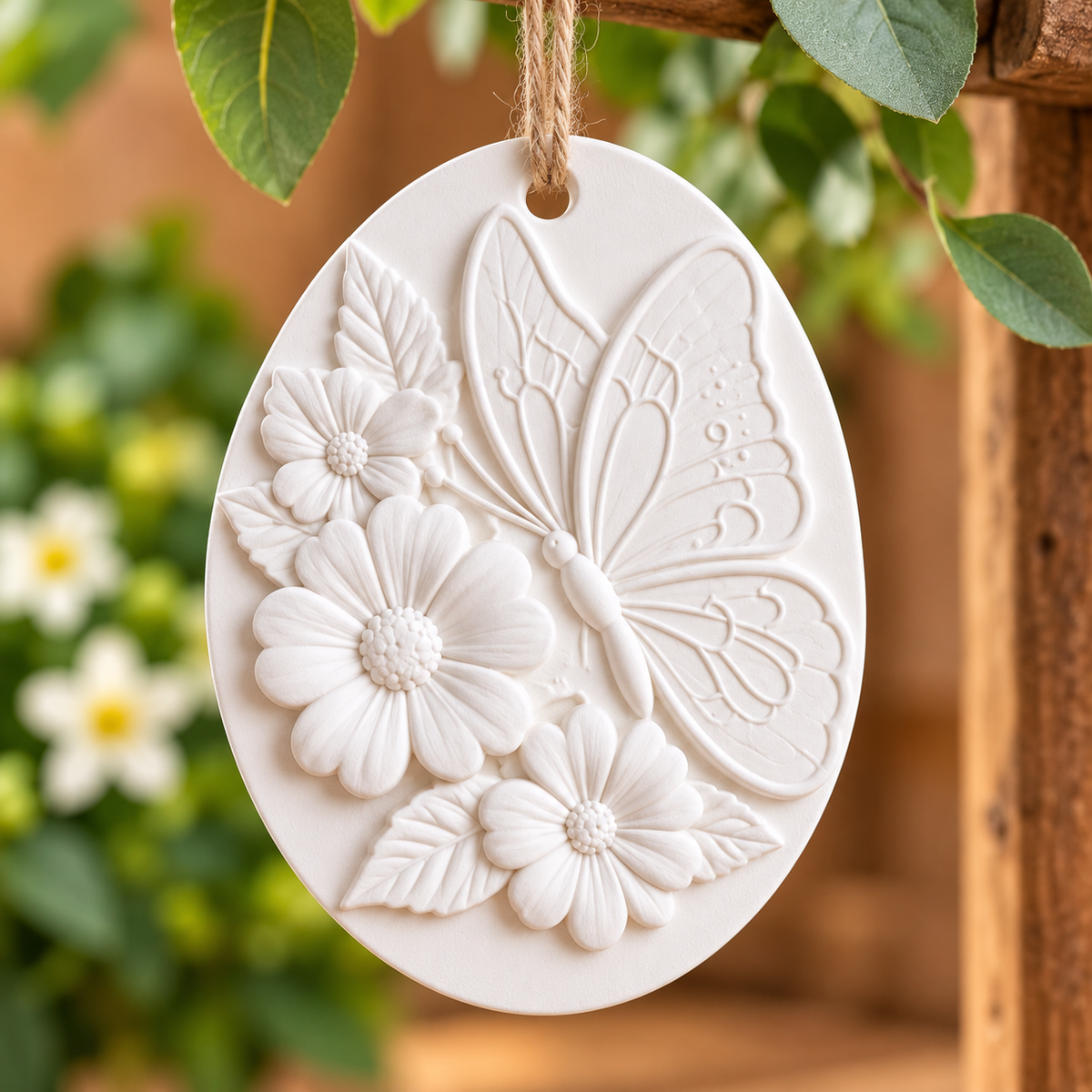 Butterfly & Flowers Hanging Plaster Blanks – Pack of 10