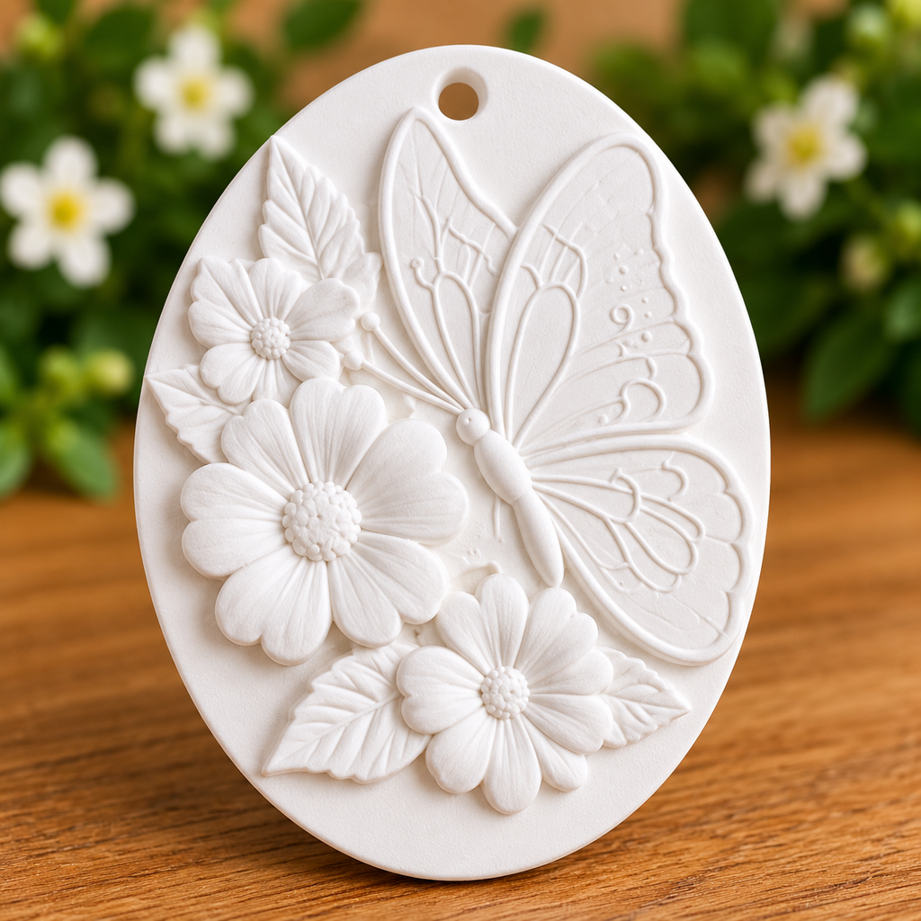 Butterfly & Flowers Hanging Plaster Blanks – Pack of 10