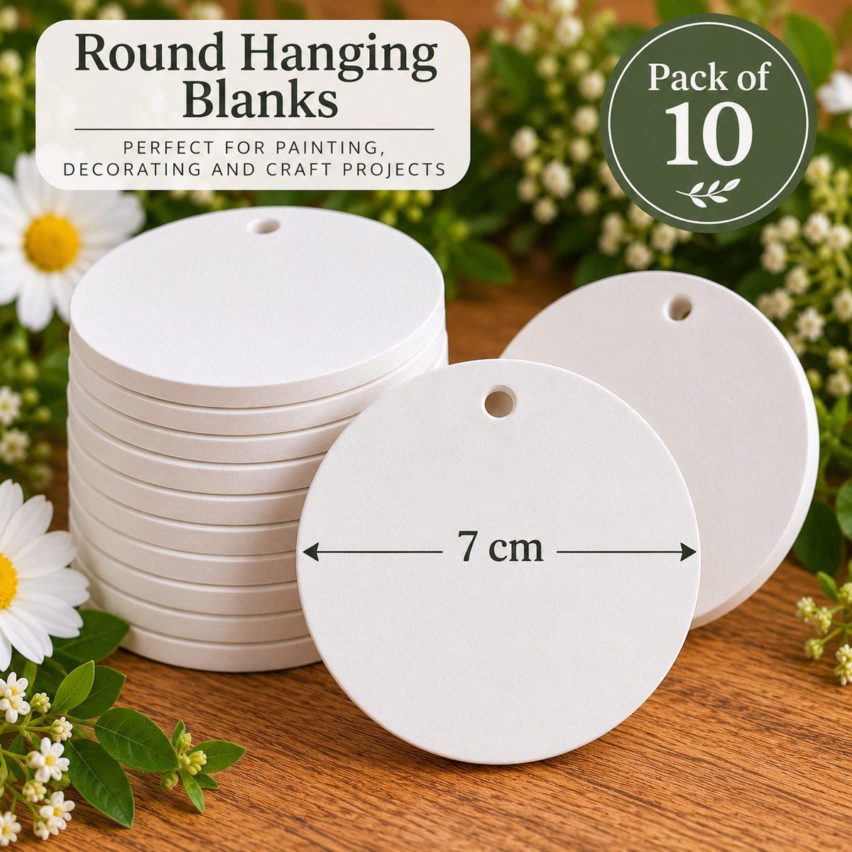 Plain Round Hanging Plaster Blanks – Pack of 10
