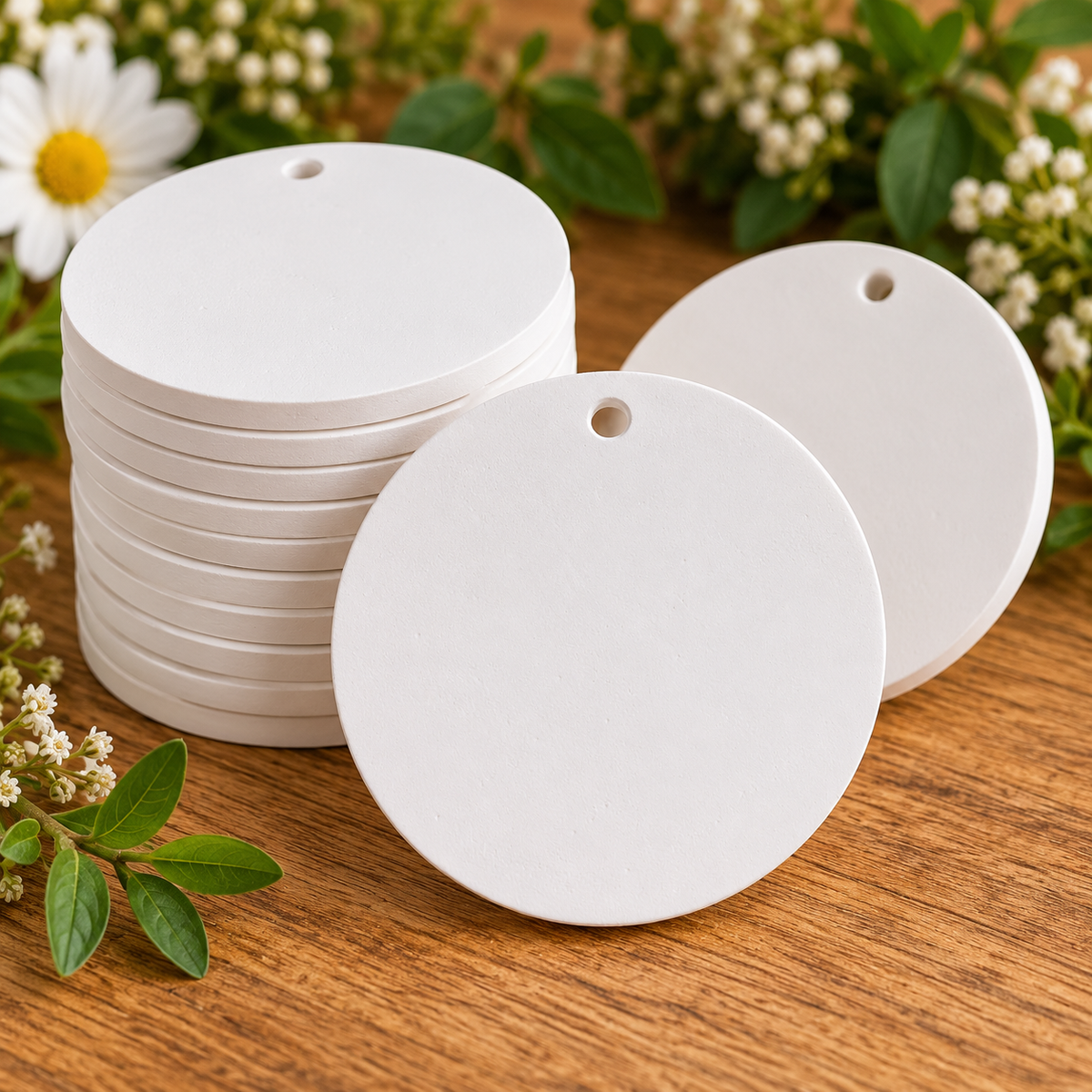 Plain Round Hanging Plaster Blanks – Pack of 10