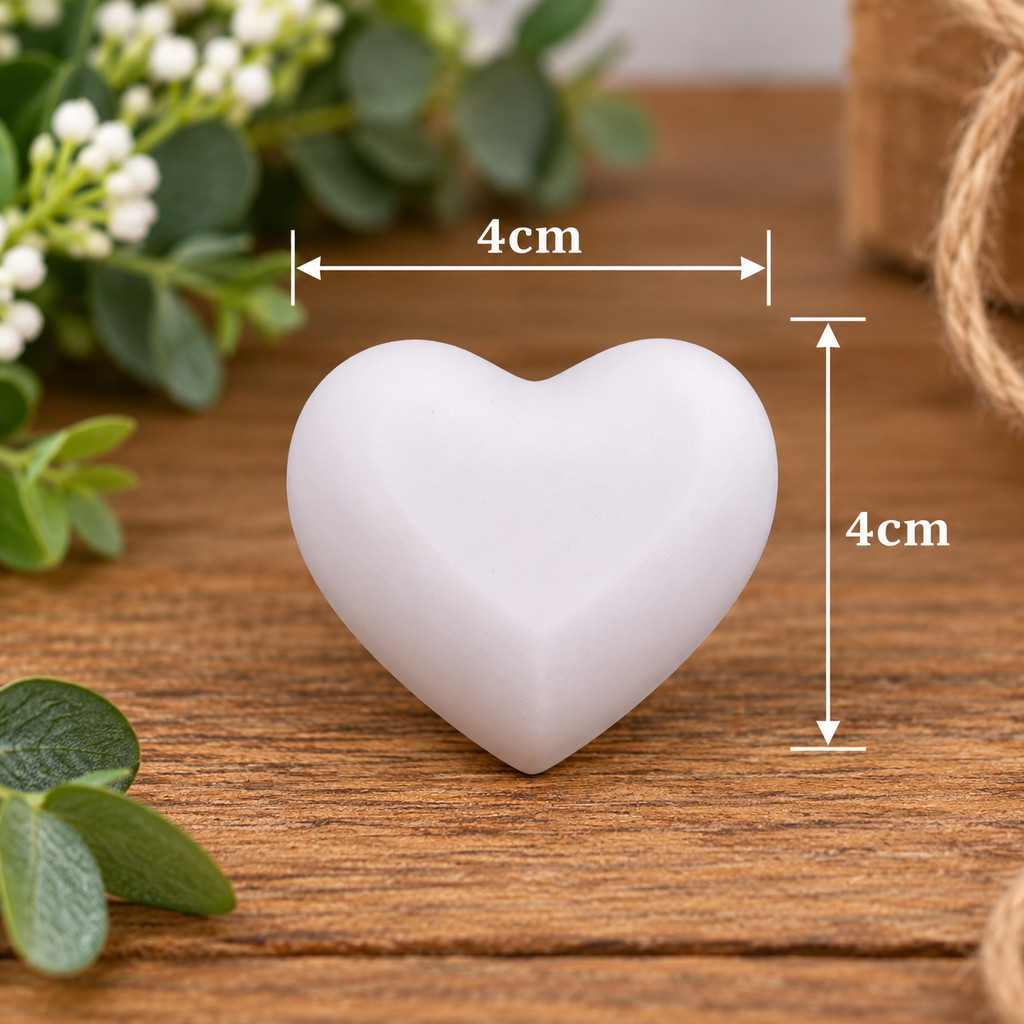 3D Puffed Heart Plaster Blanks – 4cm – Pack of 20