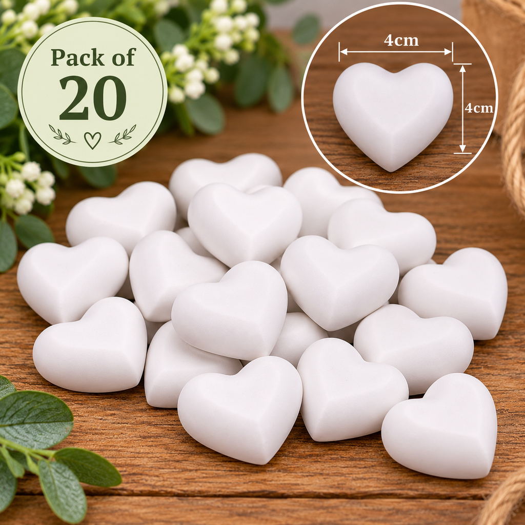 3D Puffed Heart Plaster Blanks – 4cm – Pack of 20