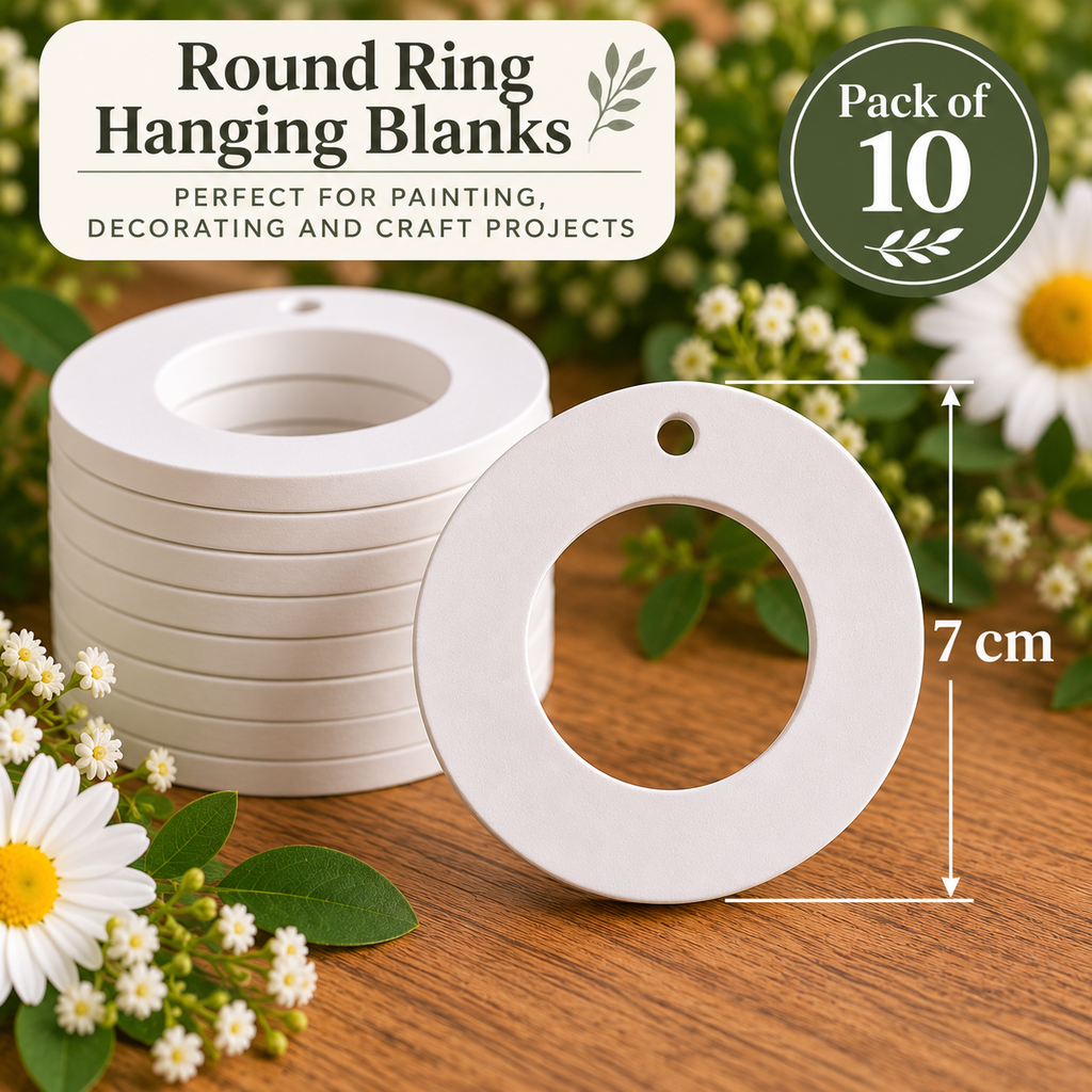 Plain Round Hanging Plaster Blanks – Pack of 10
