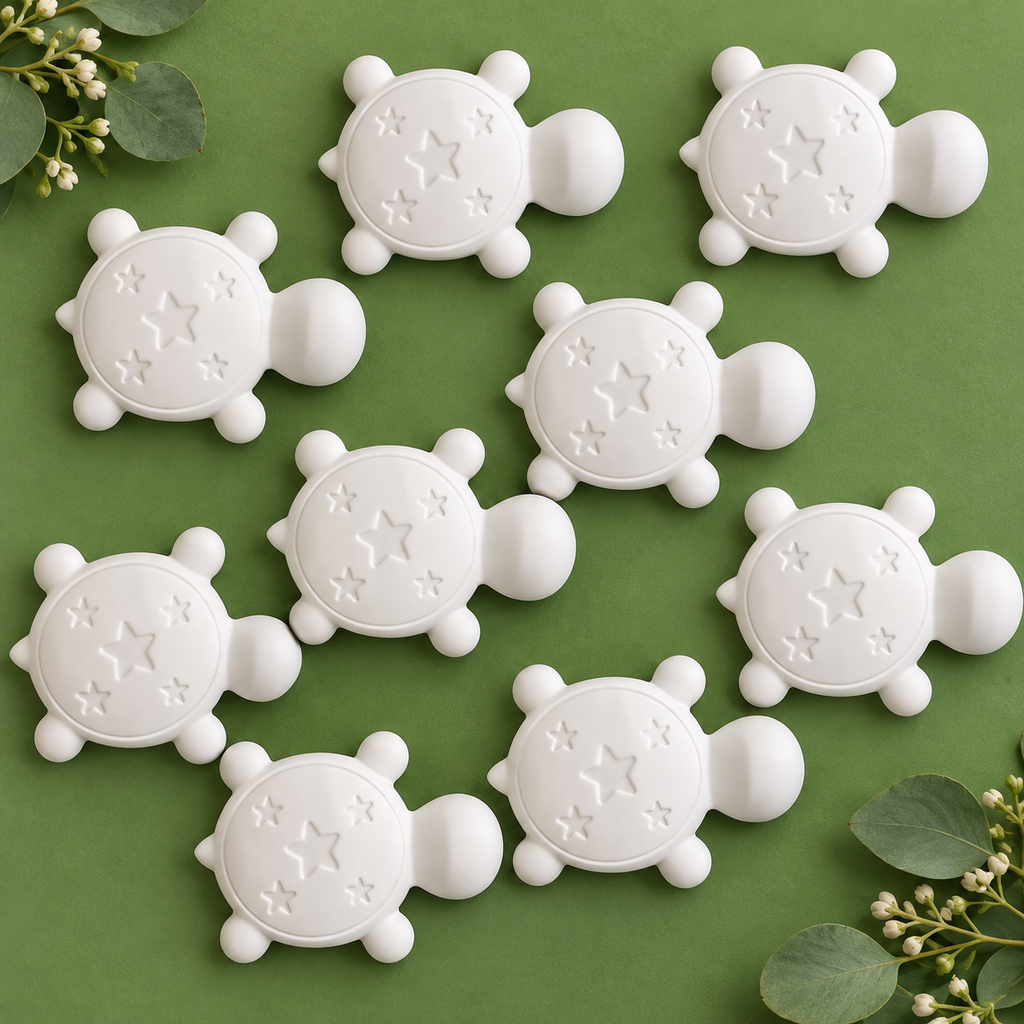 Pack of 10 Turtle Plaster Blanks – 4.5cm – Premium Smooth Ceramic-Like Finish – Ready to Paint