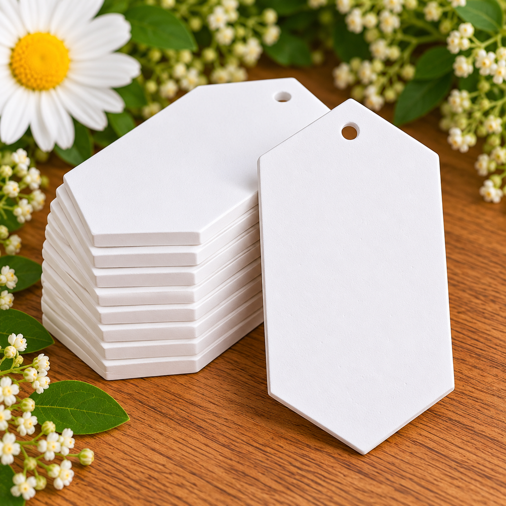 Plain Hanging Gift Tag Plaster Blanks – Pack of 10
