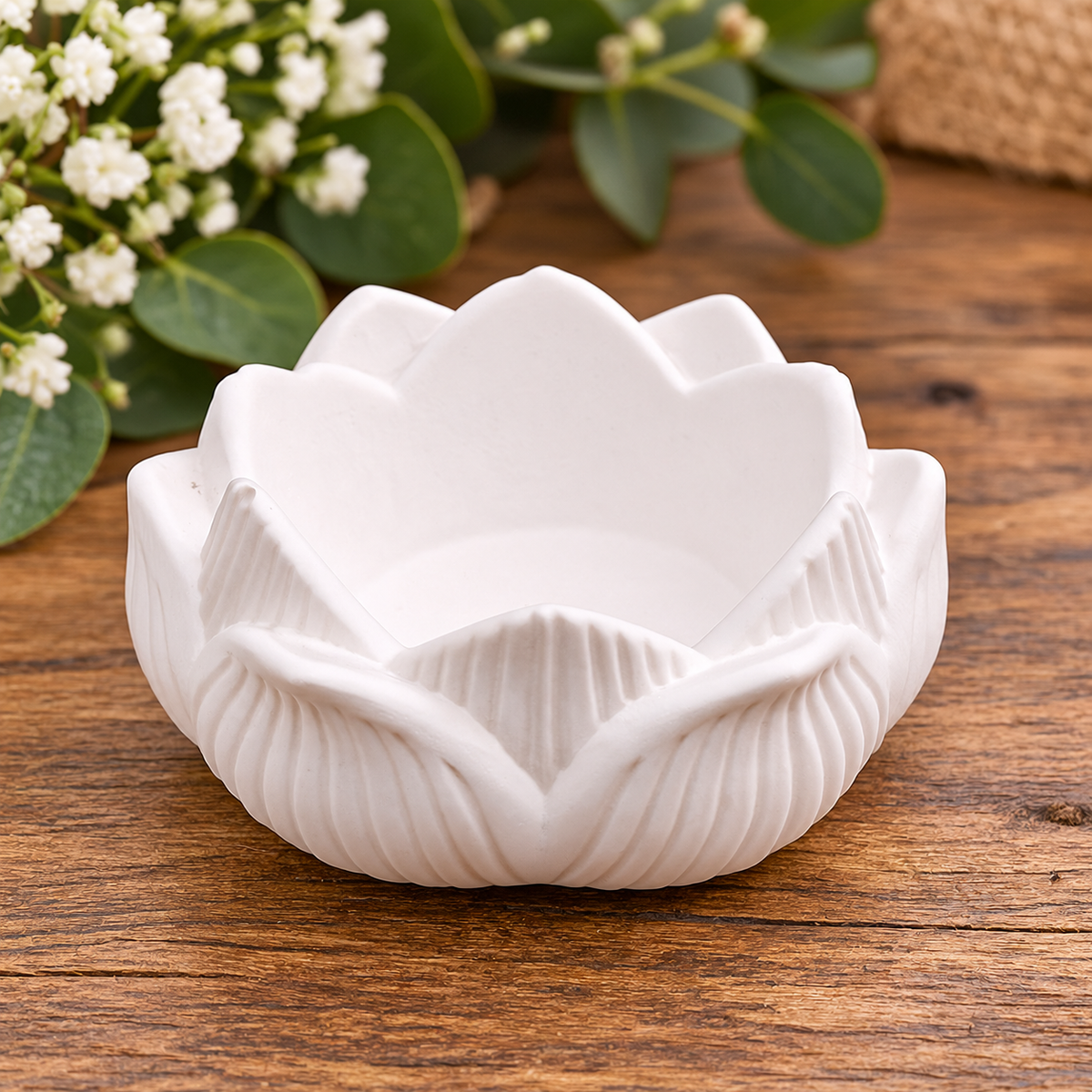 Lotus Flower Trinket Bowl Plaster Blanks – 8cm – Pack of 4 – Age 14+